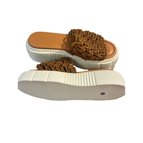 Anthropologie Maeve Brown Woven Crochet Platform Sandals 39 US 9 - Picture 3 of 6